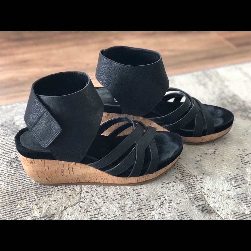 Eileen Fisher Vast Cork Wedge Ankle Sandals